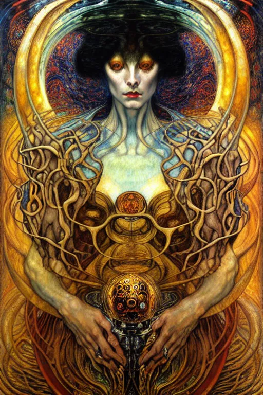 Image similar to Divine Chaos Engine by Karol Bak, Jean Delville, William Blake, Gustav Klimt, and Vincent Van Gogh, symbolist, visionary