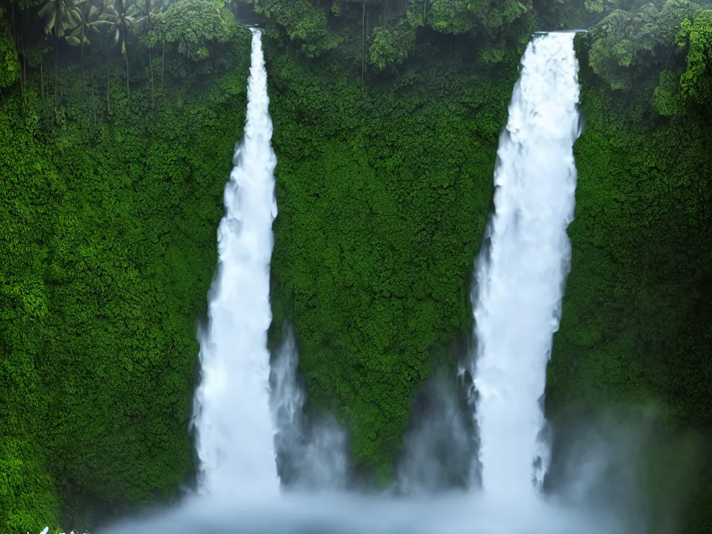 Image similar to akaka falls, maui by daniel f. gerhartz and matt stewart, fantasy, photorealistic, octane render, unreal engine, dynamic lighting, perfect, trending on artstation, poster, volumetric lighting, cinematic lighting, hyper realism, high detail, intricate, 4 k, masterpiece