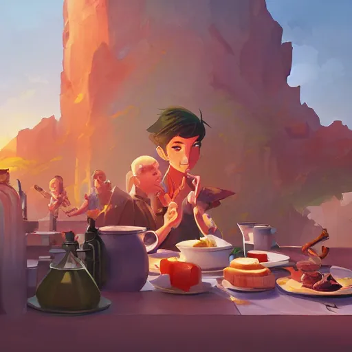 Image similar to hero world breakfast at tiffany's, behance hd by jesper ejsing, by rhads, makoto shinkai and lois van baarle, ilya kuvshinov, rossdraws global illumination