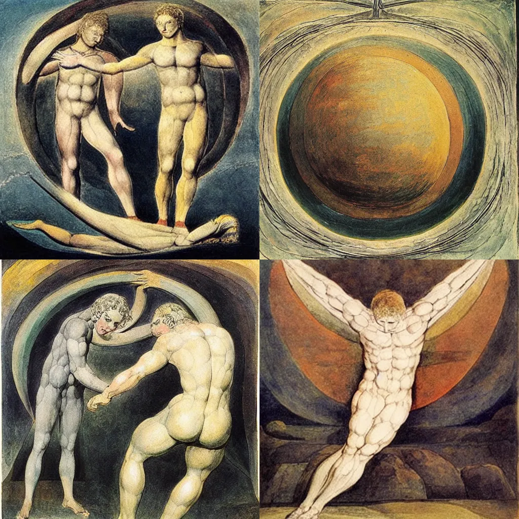 Prompt: painting by william blake