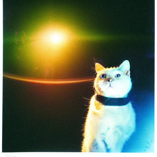 Prompt: a cat in a wormhole, cinestill 8 0 0 t