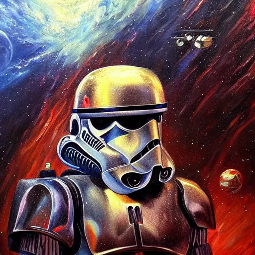 Image similar to concept art of star wars, oil painting, extremely detailed, abstraction, high quality, highly ornate intricate details, 4k, smooth, deep aesthetic , rich colors,