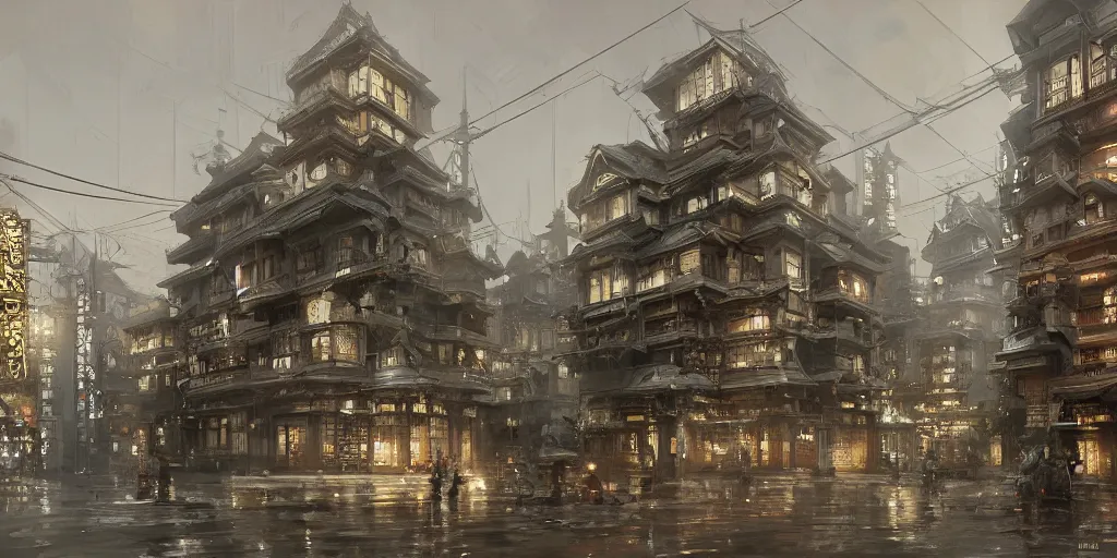 Image similar to tokyo, victorian architecture, digital painting, highly detailed, intricate, craig mullins, greg rutkwowski, matte painting, trending on artstation