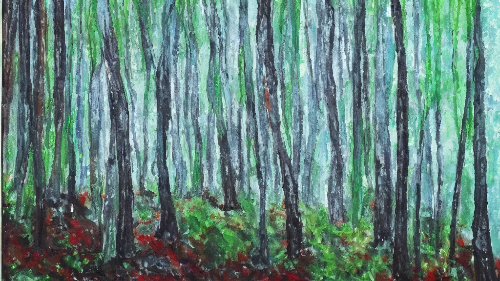 Prompt: a forest painting. canvas texture.