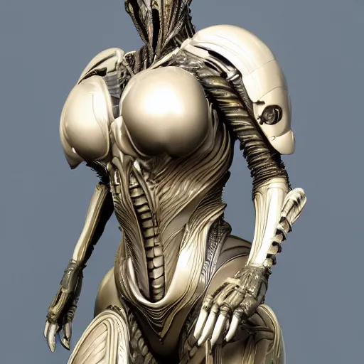 Image similar to a beautiful woman, in xenomorph armor by hideyuki ashizawa, trending on artstation, digital art, octane, redshift, vray, 8 k, 6 4 megapixels, zbrush central, behance hd, hypermaximalist, well rendered