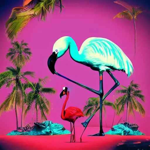 Image similar to the flamingo cafe, internetcore plunderphonic collage, experimental album cover, meme trending on artstation