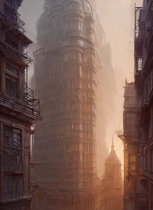 Image similar to a building with architecture never seen before by peter kuczia, very detailed, intricate details, complimentary colors, perfect lighting, perfect composition, aesthetic, masterpiece, award winning, artstation, darek zabrocki, greg rutkowski, artgerm, 4 k