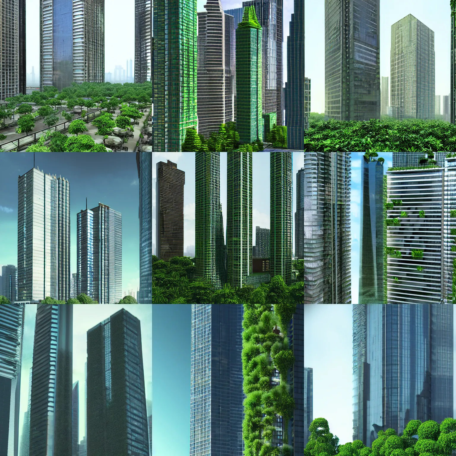 skyscrapers with greenery, octane render Stable Diffusion