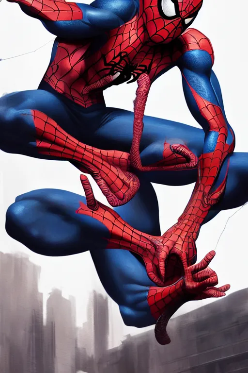 Image similar to spiderman, manga cover art, detailed color portrait, artstation trending, 8 k, greg rutkowski
