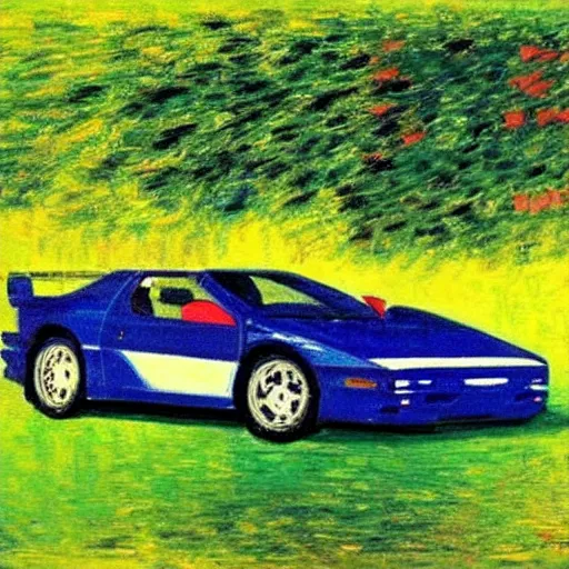 Image similar to 90s Japanese sports car in style of Monet,