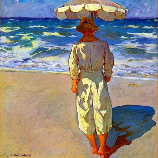 Image similar to she sells seashells by the sea, by moebius and joaquin sorolla