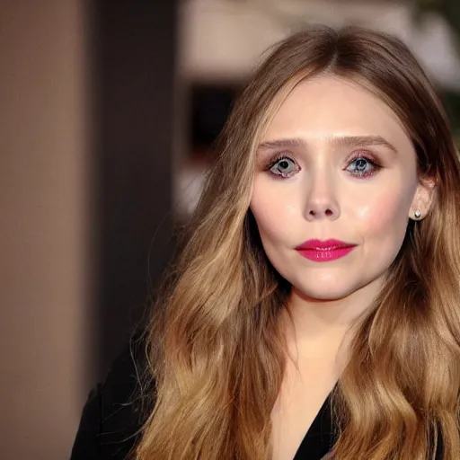 Prompt: elizabeth olsen but with a huge nose