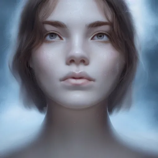 Prompt: hight focus of a wonderful realistic sweet wonderful symmetrical profile portrait of a lady with a clear skin, she has a cotton white rose on her skin, dramatic light, cinematic, artstation, octane render 8 k s 1