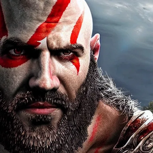 Image similar to jeremy clarkson as kratos in god of war the new movie, sharp focus