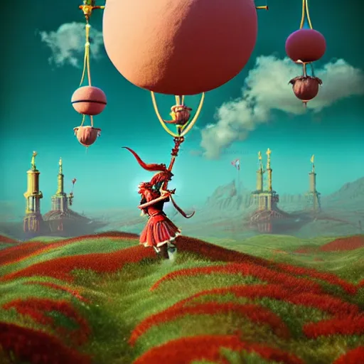 Image similar to clown character knight, infinite final fantasy candyland landscape fall god temple, moody : : wes anderson, roger dean, sophie anderson, esao andrews : : ornate, dynamic, particulate, intricate, elegant, highly detailed, centered, artstation, smooth, sharp focus, octane render, 3 d