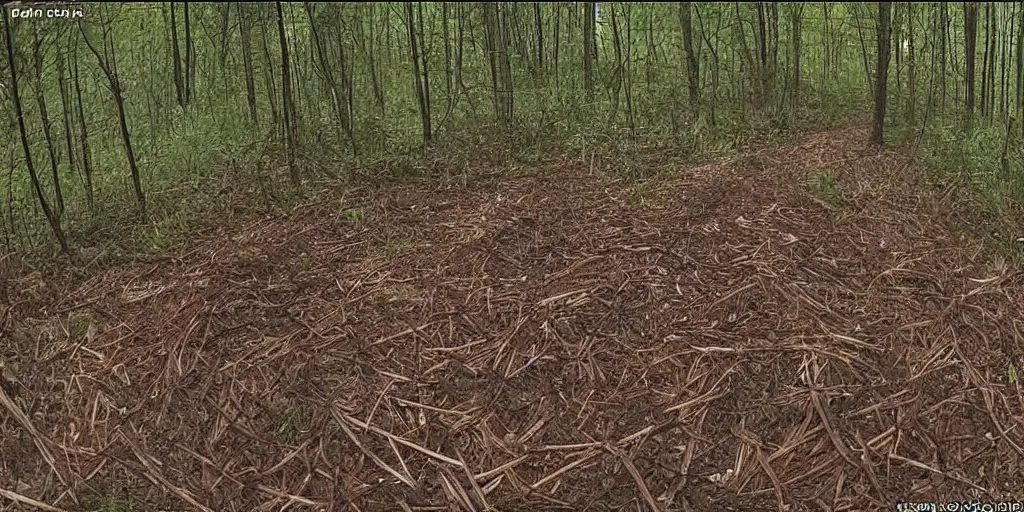 Prompt: trailcam footage of a demon made of spaghetti