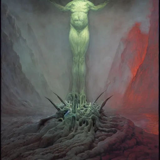 Image similar to the topology of hell | highly detailed oil painting, hyperrealistic, very intrincate | cinematic lighting, award - winning | by rachel ruysch, wayne barlowe, beksinski and bocklin | by austin osman spare and william blake, trending on artstation, cgsociety, official art, octane.