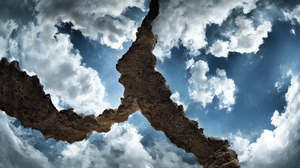 Image similar to looking up at the clouds from a deep hole in the ground, surrealism photography by Sarolta Bán