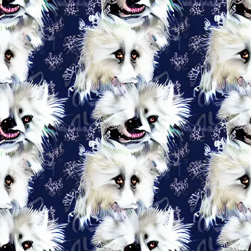 Image similar to exquisite white samoyed dog print with beautiful and high resolution elements developed into seamless patterns