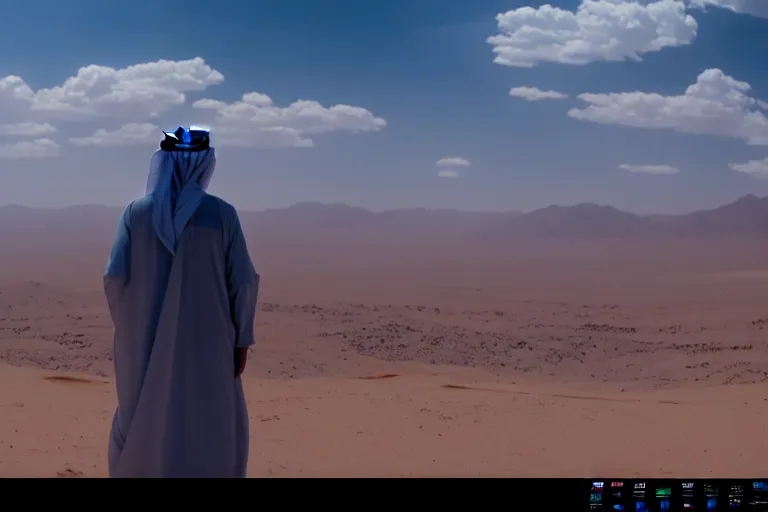 Image similar to screen grab from the anime * alex jones in arabia * ; 8 k uhd ; very detailed, top all time / r / cineshots ; cinematic shot ; high quality movie still ; desktop wallpaper ;