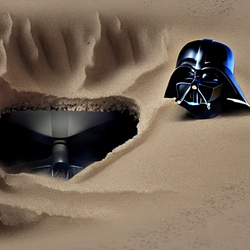 Image similar to darth vader panicking in a pit of sand