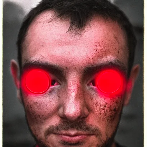 Image similar to a man with red glowing eyes