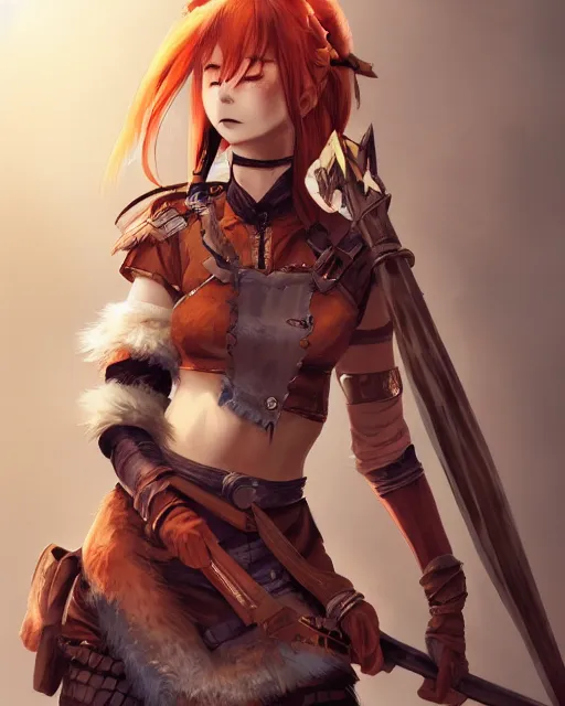 Prompt: An anime portrait of Ssunbiki as a ginger huntress with freckles from Skyrim, by Stanley Artgerm Lau, WLOP, Rossdraws, James Jean, Andrei Riabovitchev, Marc Simonetti, and Sakimichan, tranding on artstation, ultra realistic