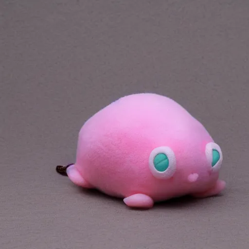 Prompt: blobfish beanie baby in mint condition with tag attached, 8 k photograph