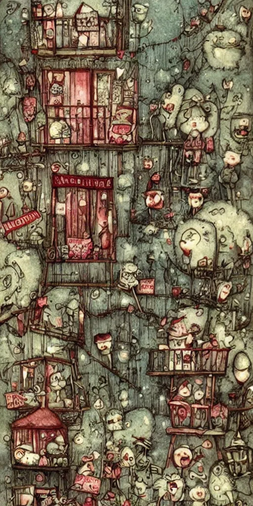 Prompt: a vintage valentine's day scene by alexander jansson and where's waldo