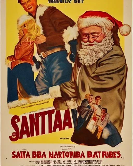 Prompt: a vintage movie poster about santa barbara,