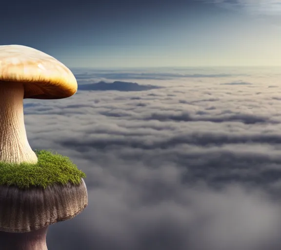 Image similar to a giant mushroom that has a city built on it and stretches above the clouds. highly detailed 8 k. intricate. lifelike. soft light. nikon d 8 5 0. cinematic post - processing