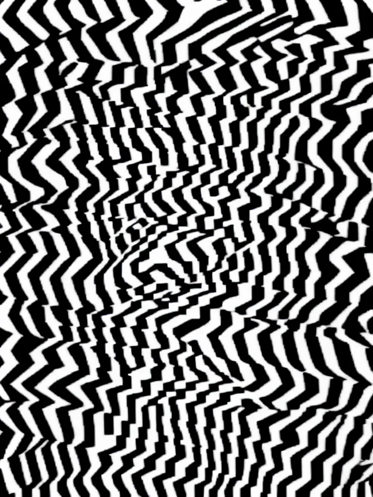 Image similar to a beautiful female face made of illusory motion dazzle camouflage perlin noise optical illusion