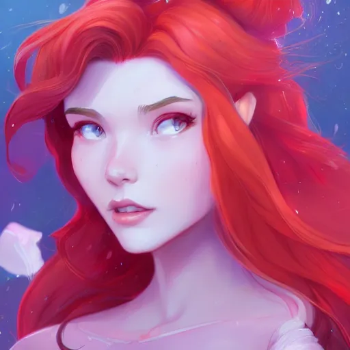 Image similar to a portrait of ariel, art by lois van baarle and loish and ross tran and rossdraws and sam yang and samdoesarts and artgerm and saruei and disney and wlop, digital art, highly detailed, intricate, sharp focus, trending on artstation hq, deviantart, unreal engine 5, 4 k uhd image