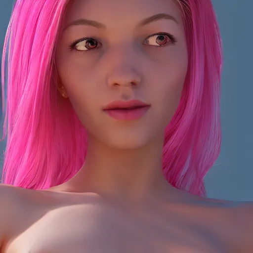 Prompt: the most beautiful woman in the world, in the style of Julia Razumova, beautiful, happy expression, cheery, unreal engine, octane rendering, 8k, closeup headshot, smooth, trending on artstation, digital illustration, pink hair