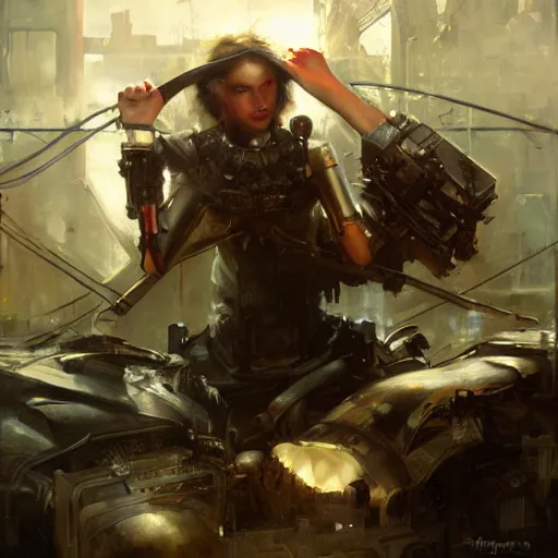 Image similar to neo luddites complaining about new technology by raymond swanland, highly detailed, bright tones