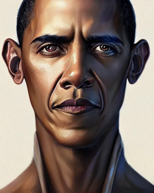 Prompt: portrait of holy cyborg barack obama, fantasy, intricate, elegant, highly detailed, digital painting, artstation, concept art, smooth, sharp focus, illustration, by artgerm and greg rutkowski