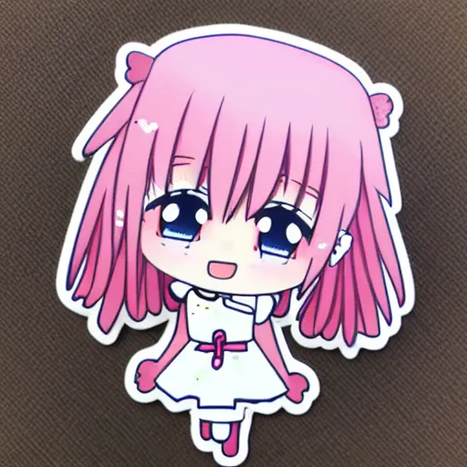 Prompt: die cut sticker of anime chibi kawaii cute tsundere clover