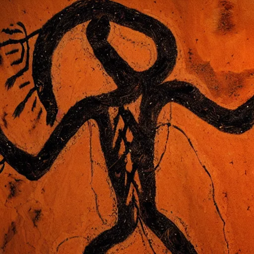 Image similar to shaman, paleolithic cave painting