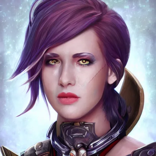 Image similar to a realistic portrait of vi from arcane