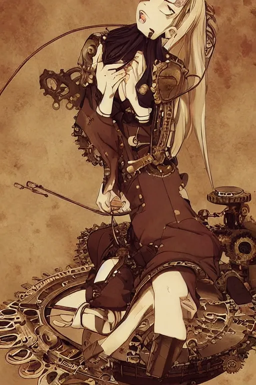 Image similar to anime style illustration, old sick dragon on a steam punk fainting couch with wires and gears and steam punk apparatus, artstation, matte painting, style of studio ghibli and huang guangjian and gil elvgren and sachin teng, featured in artstation and artgerm and pixiv, award winning, cinematic, elegant, intricate, 8 k