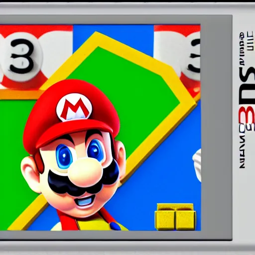 Prompt: mario 3 d render, in the style of templeos.