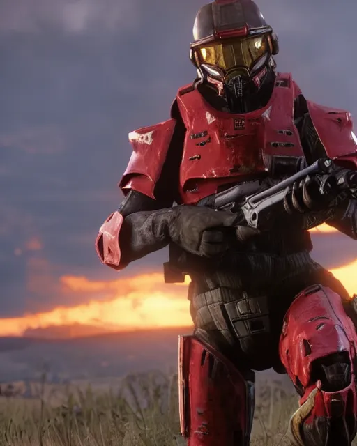 Prompt: master chief in red dead redemption 2, cinematic, photorealistic