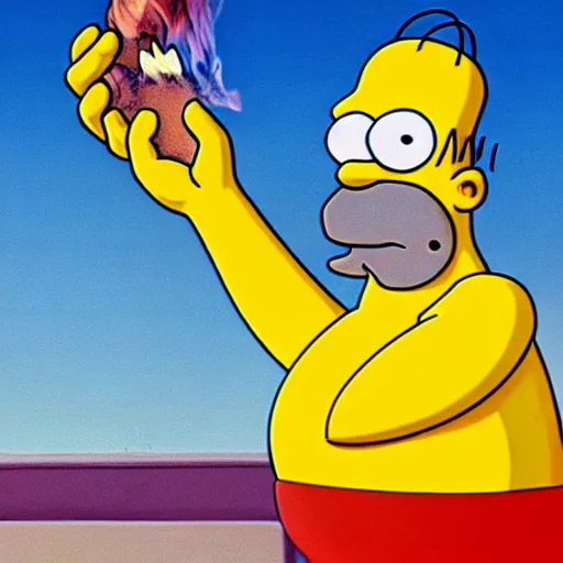 Image similar to homer simpson smoking weed, pixar