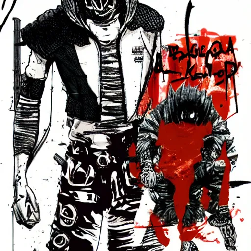 Prompt: balenciaga campaign in the style of dorohedoro