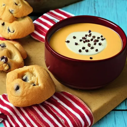 Prompt: chocolate chip cheeseburger soup