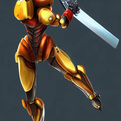 Image similar to samus the samurai android, trending on artstation, anime style