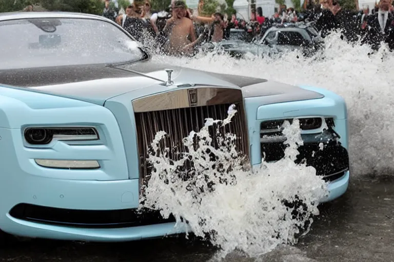 Image similar to stoned teenagers decided to drown Rolls-Royce