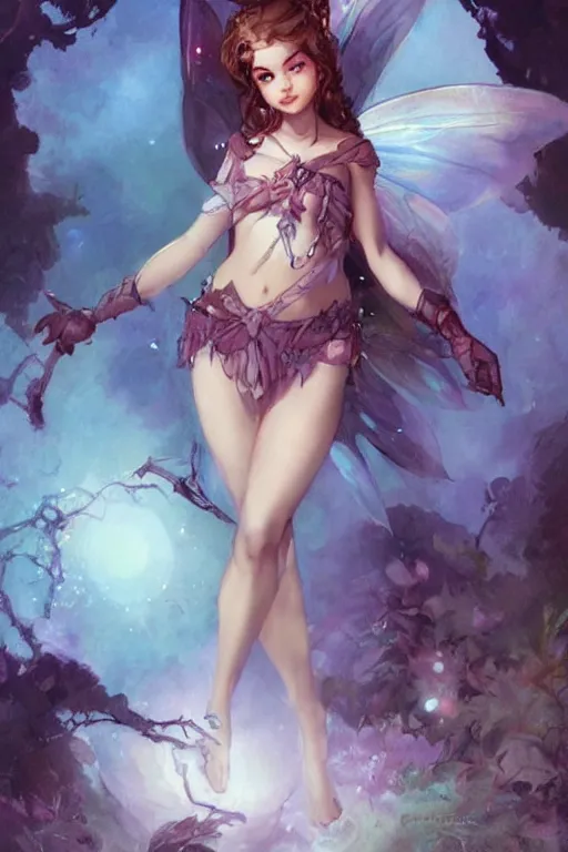 Image similar to a portrait of a cute magical fantasy fairy girl by Frank Frazetta, WLOP and ross tran