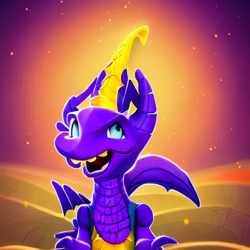 Image similar to spyro the dragon as a genie, 8k, digital art