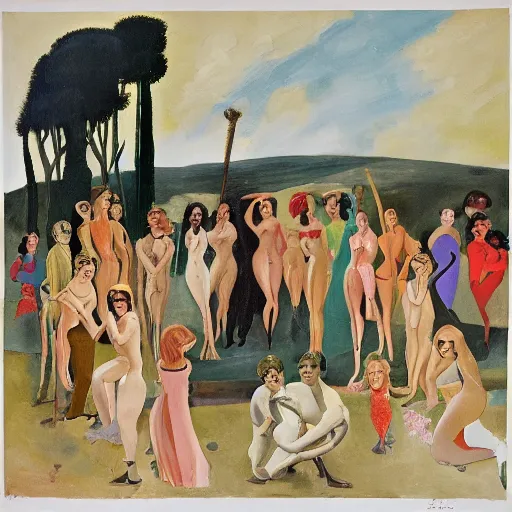 Prompt: scene of the demoiselles de rochefort by jacques demy